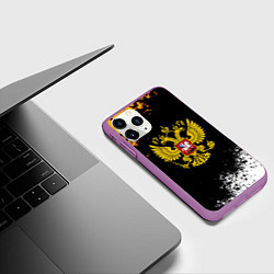 Чехол iPhone 11 Pro матовый Герб РФ краски имперские, цвет: 3D-фиолетовый — фото 2