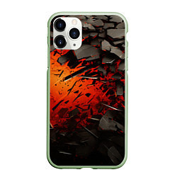 Чехол iPhone 11 Pro матовый Черные камни на красном взрыв