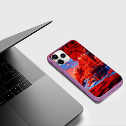 Чехол iPhone 11 Pro матовый Город в стиле майнкрафт, цвет: 3D-фиолетовый — фото 2