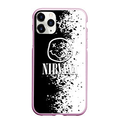 Чехол iPhone 11 Pro матовый Nirvana чернобелые краски рок, цвет: 3D-розовый