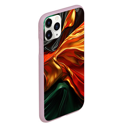 Чехол iPhone 11 Pro матовый Оранжевая и зеленый абстракция / 3D-Розовый – фото 2