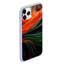 Чехол iPhone 11 Pro матовый Оранжевая и зеленый абстракция, цвет: 3D-светло-сиреневый — фото 2