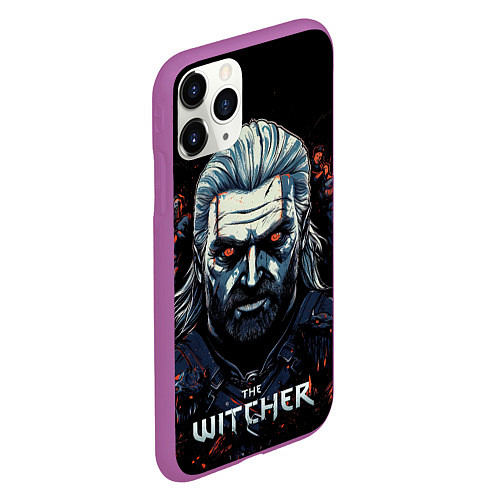 Чехол iPhone 11 Pro матовый Ведьмак арт / 3D-Фиолетовый – фото 2