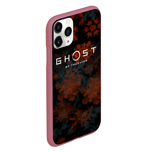 Чехол iPhone 11 Pro матовый Ghost of Tsushima winter game / 3D-Малиновый – фото 2