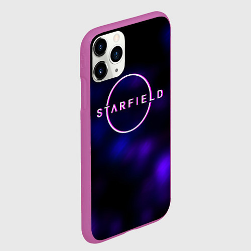 Чехол iPhone 11 Pro матовый Starfield тёмное небо из игры / 3D-Фиолетовый – фото 2