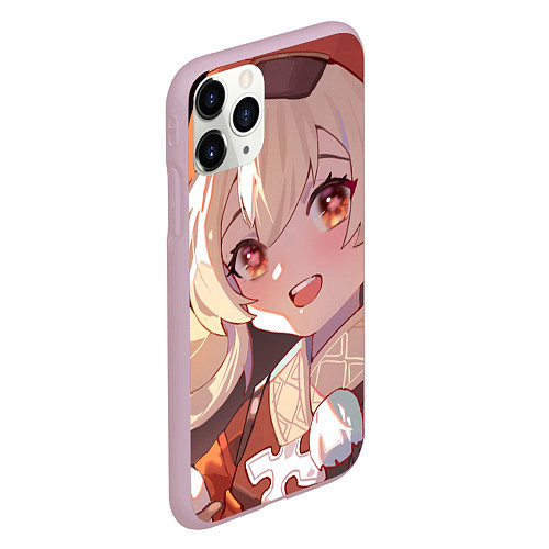 Чехол iPhone 11 Pro матовый Genshin Impact Klee cute happy / 3D-Розовый – фото 2