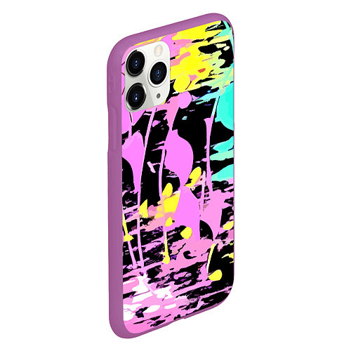 Чехол iPhone 11 Pro матовый Color expressive abstraction / 3D-Фиолетовый – фото 2