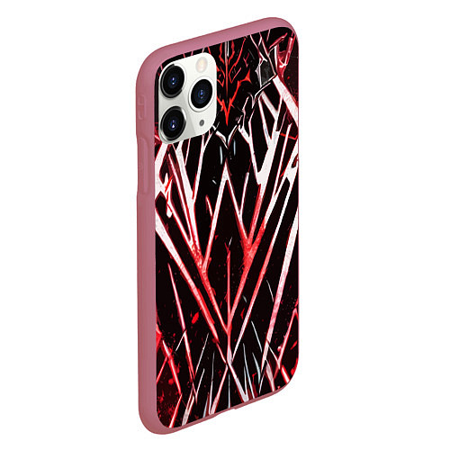 Чехол iPhone 11 Pro матовый Адские красные полосы / 3D-Малиновый – фото 2