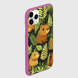 Чехол iPhone 11 Pro матовый Капибары - лесной маскировочный камуфляж, цвет: 3D-фиолетовый — фото 2