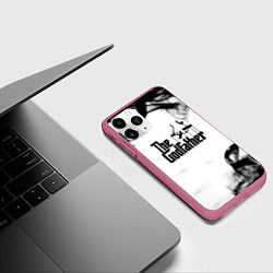 Чехол iPhone 11 Pro матовый Крёстный отец дым текстура, цвет: 3D-малиновый — фото 2