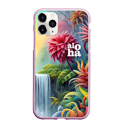 Чехол iPhone 11 Pro матовый Гавайские тропические цветы - алоха, цвет: 3D-розовый