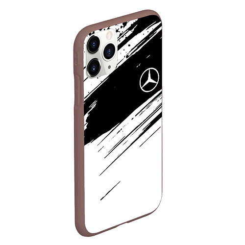 Чехол iPhone 11 Pro матовый Mercedes benz краски чернобелая геометрия / 3D-Коричневый – фото 2