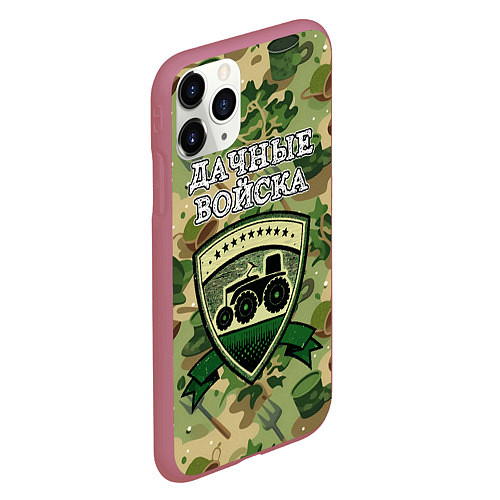 Чехол iPhone 11 Pro матовый Садовый камуфляж - дачные войска / 3D-Малиновый – фото 2