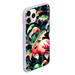 Чехол iPhone 11 Pro матовый Камуфляж розовый фламинго, цвет: 3D-светло-сиреневый — фото 2