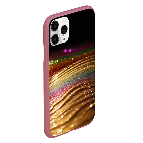 Чехол iPhone 11 Pro матовый Перламутр блестящий / 3D-Малиновый – фото 2