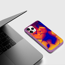 Чехол iPhone 11 Pro матовый Плиты разломы сепия негатив, цвет: 3D-фиолетовый — фото 2