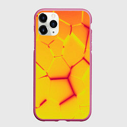 Чехол iPhone 11 Pro матовый Плиты желтые броня, цвет: 3D-малиновый