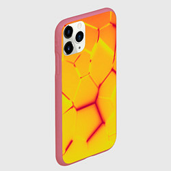Чехол iPhone 11 Pro матовый Плиты желтые броня, цвет: 3D-малиновый — фото 2