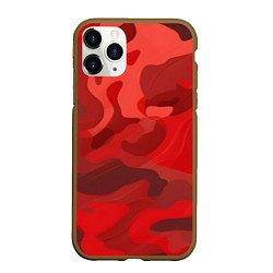 Чехол iPhone 11 Pro матовый Красный камуфляж крупный, цвет: 3D-коричневый