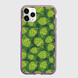 Чехол iPhone 11 Pro матовый Хмельные шишки, цвет: 3D-фиолетовый
