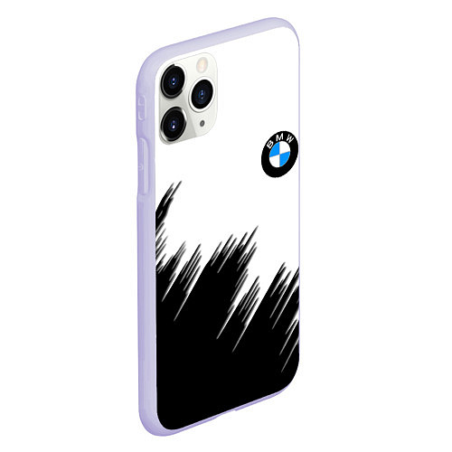 Чехол iPhone 11 Pro матовый BMW чёрные штрихи текстура / 3D-Светло-сиреневый – фото 2