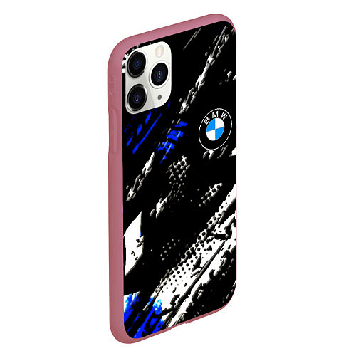 Чехол iPhone 11 Pro матовый BMW stripes color auto sport / 3D-Малиновый – фото 2