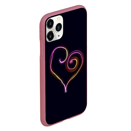 Чехол iPhone 11 Pro матовый Неоновое сердечко / 3D-Малиновый – фото 2