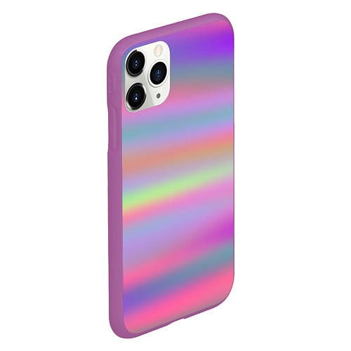 Чехол iPhone 11 Pro матовый Голографические неоновые полосы / 3D-Фиолетовый – фото 2