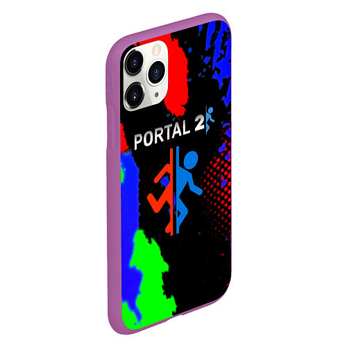 Чехол iPhone 11 Pro матовый Portal 2 краски сочные текстура / 3D-Фиолетовый – фото 2