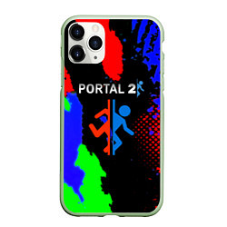 Чехол iPhone 11 Pro матовый Portal 2 краски сочные текстура, цвет: 3D-салатовый