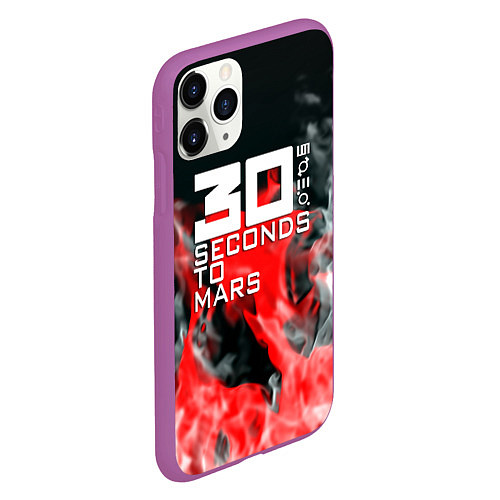 Чехол iPhone 11 Pro матовый Seconds to mars fire / 3D-Фиолетовый – фото 2