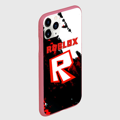 Чехол iPhone 11 Pro матовый Roblox logo краски мобайл гейм / 3D-Малиновый – фото 2
