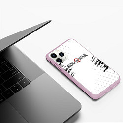 Чехол iPhone 11 Pro матовый God of war краски стрипс, цвет: 3D-розовый — фото 2