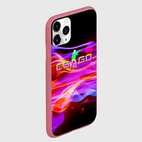 Чехол iPhone 11 Pro матовый Counter Strike - neon glow / 3D-Малиновый – фото 2