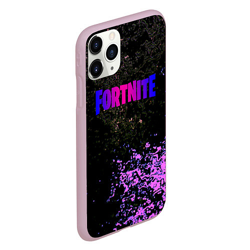 Чехол iPhone 11 Pro матовый Fortnite неоновый краски / 3D-Розовый – фото 2