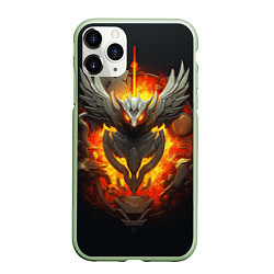 Чехол iPhone 11 Pro матовый Огненный символ орла, цвет: 3D-салатовый