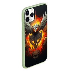 Чехол iPhone 11 Pro матовый Огненный символ орла, цвет: 3D-салатовый — фото 2