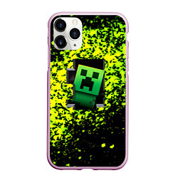 Чехол iPhone 11 Pro матовый Minecraft зелёные краски, цвет: 3D-розовый