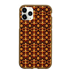 Чехол iPhone 11 Pro матовый Оранжевый деревянный абстрактный паттерн