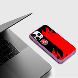 Чехол iPhone 11 Pro матовый Белоруссия краски текстура, цвет: 3D-фиолетовый — фото 2