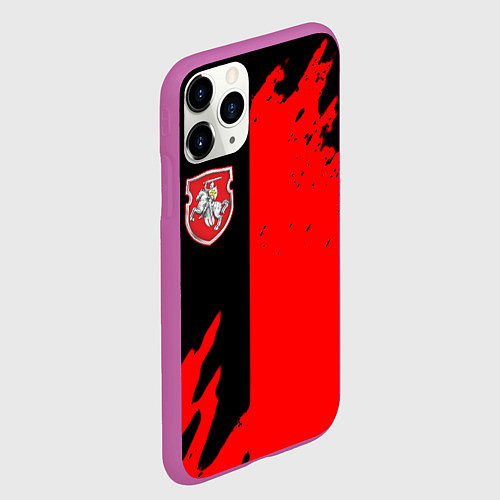 Чехол iPhone 11 Pro матовый Белоруссия краски текстура / 3D-Фиолетовый – фото 2