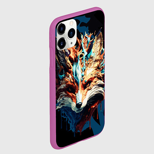 Чехол iPhone 11 Pro матовый Живописный лис / 3D-Фиолетовый – фото 2