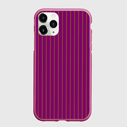 Чехол iPhone 11 Pro матовый Бордовый в тонкую полоску, цвет: 3D-малиновый