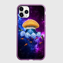 Чехол iPhone 11 Pro матовый Space mushroom, цвет: 3D-фиолетовый
