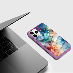 Чехол iPhone 11 Pro матовый Нарисованная спиртовыми чернилами иллюстрация, цвет: 3D-фиолетовый — фото 2