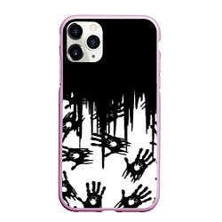 Чехол iPhone 11 Pro матовый Death Stranding отпечатки рук, цвет: 3D-розовый