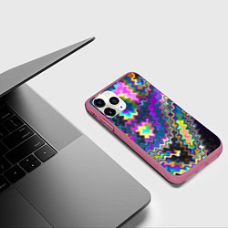 Чехол iPhone 11 Pro матовый Неоновая волнистая рябь, цвет: 3D-малиновый — фото 2