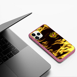 Чехол iPhone 11 Pro матовый Имперская Россия желтый огонь, цвет: 3D-малиновый — фото 2