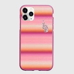 Чехол iPhone 11 Pro матовый Рука-Вещь: текстура свитера Энид из сериала Уэнсде, цвет: 3D-малиновый