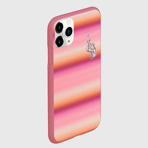 Чехол iPhone 11 Pro матовый Рука-Вещь: текстура свитера Энид из сериала Уэнсде / 3D-Малиновый – фото 2